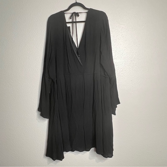 TORRID Black Gauze Long Sleeve Skater Dress Bell Sleeve Tie Back Plus Size 4X 4 - Picture 13 of 14